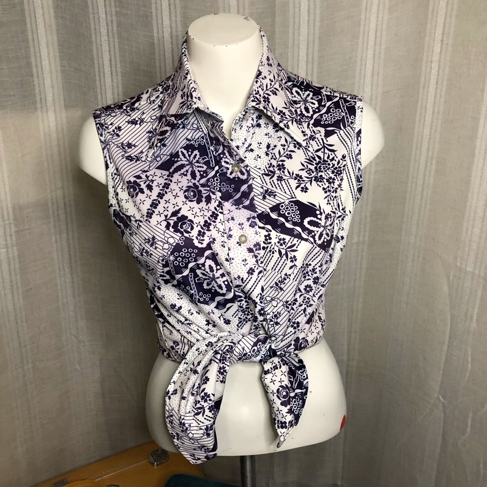 70s 60s Vintage Sears Dagger Collar Button Up